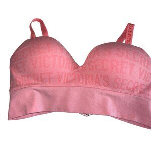 Victorias Secret Wire Free Bralette Size Small Pink Spell Out Logo